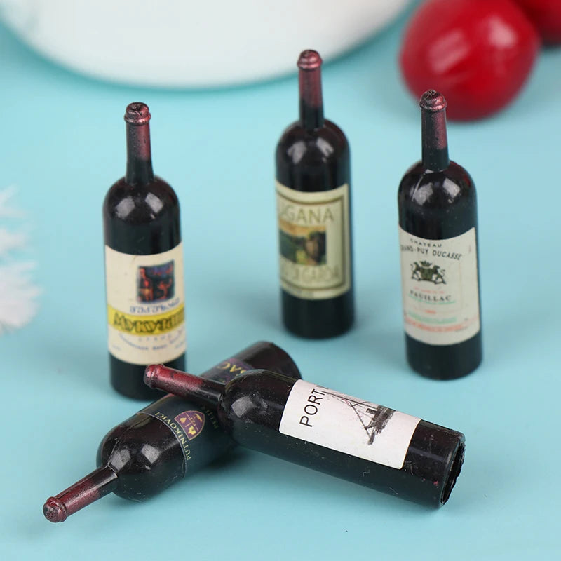 Miniature Dollhouse Wine Bottle Set (10 Pcs, 1:12 Scale)