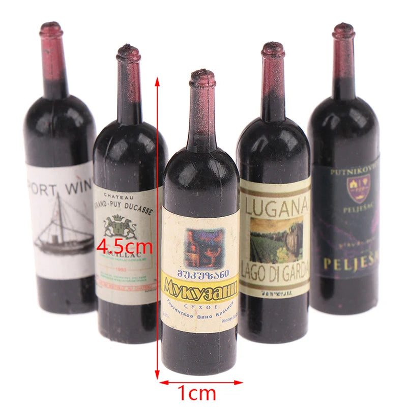 Miniature Dollhouse Wine Bottle Set (10 Pcs, 1:12 Scale)