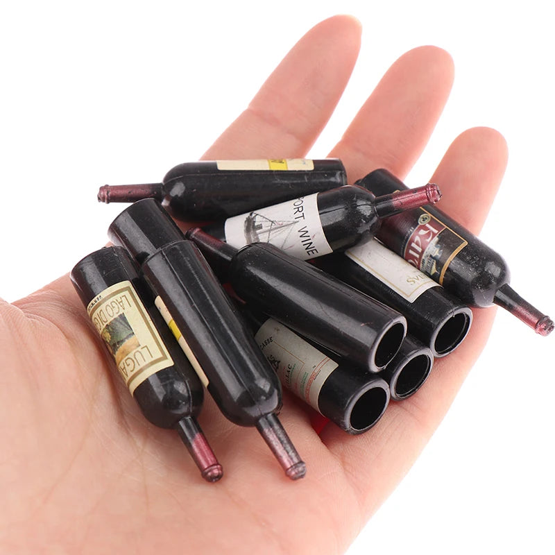 Miniature Dollhouse Wine Bottle Set (10 Pcs, 1:12 Scale)