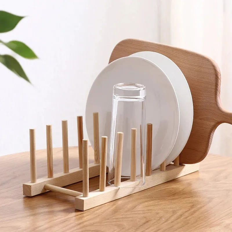 Wooden Dish Drying Rack with Drainboard