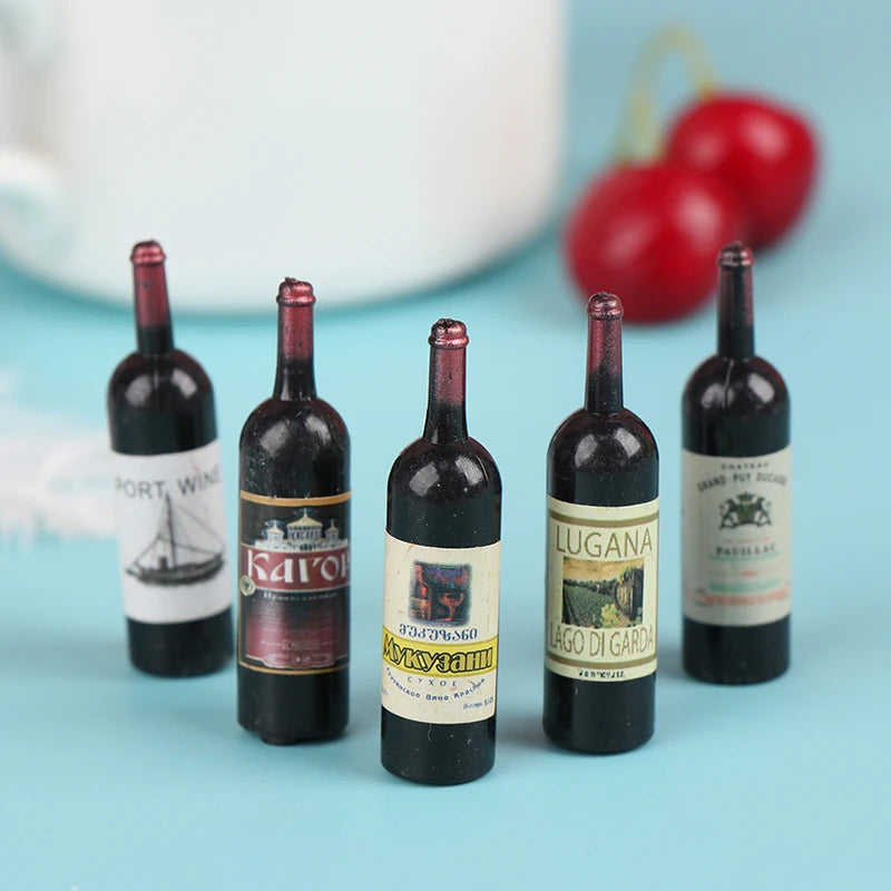 Miniature Dollhouse Wine Bottle Set (10 Pcs, 1:12 Scale)
