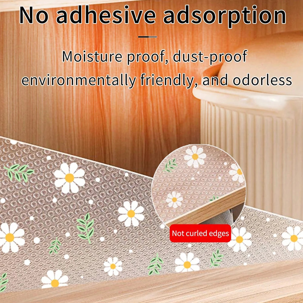 Daisy Print Waterproof Drawer Liner Mat