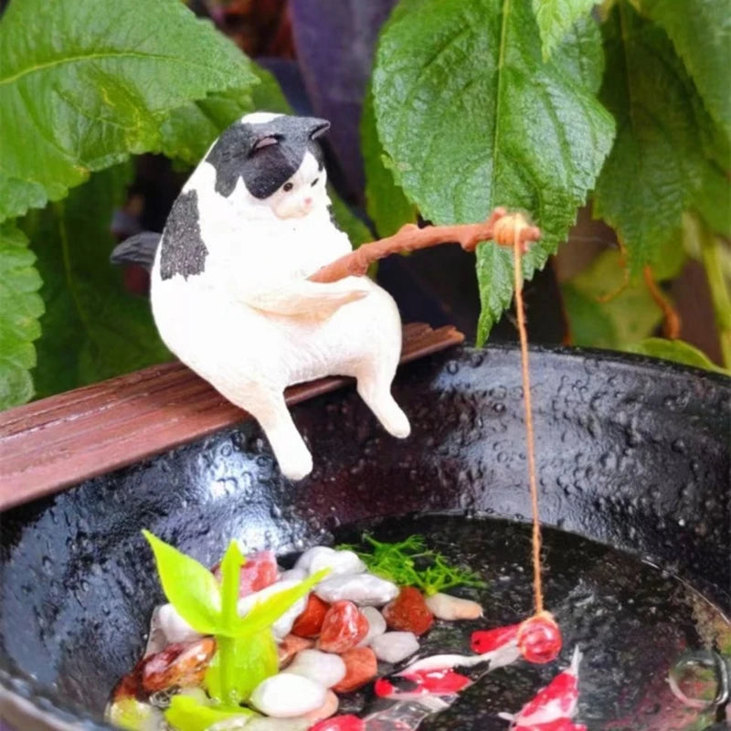 Resin Fishing Ornament for Aquariums & Desktops