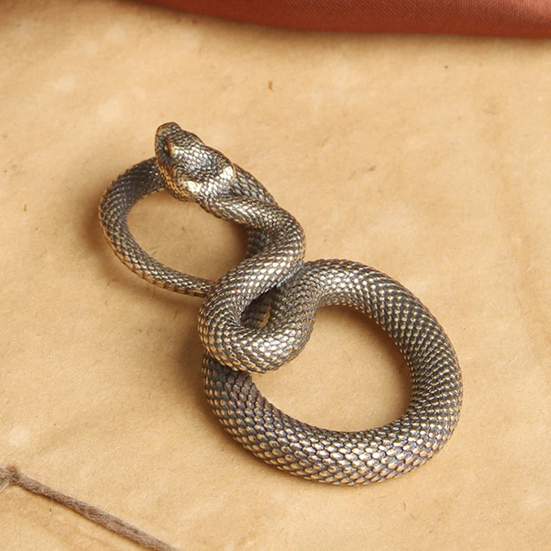Vintage Brass Snake Figurine Desk Ornament