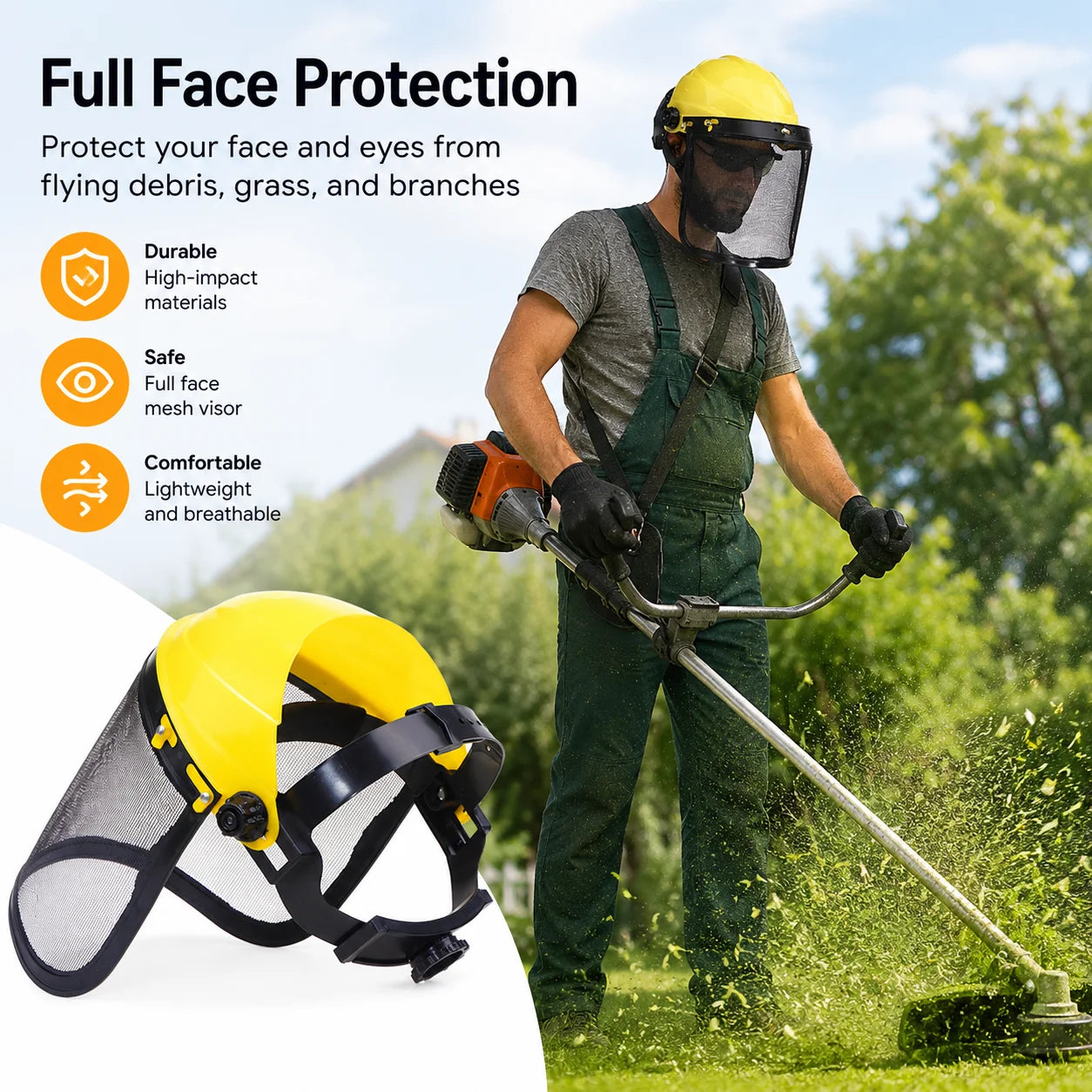 Garden Safety Helmet with Flip-Up Mesh Visor