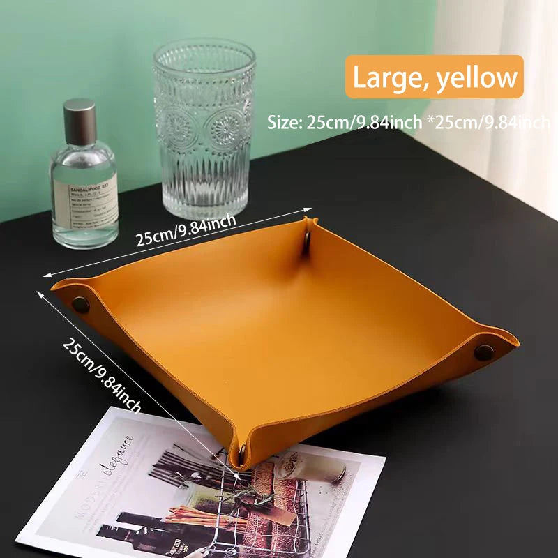 Leather-Look Foldable Tray & Key Storage Set