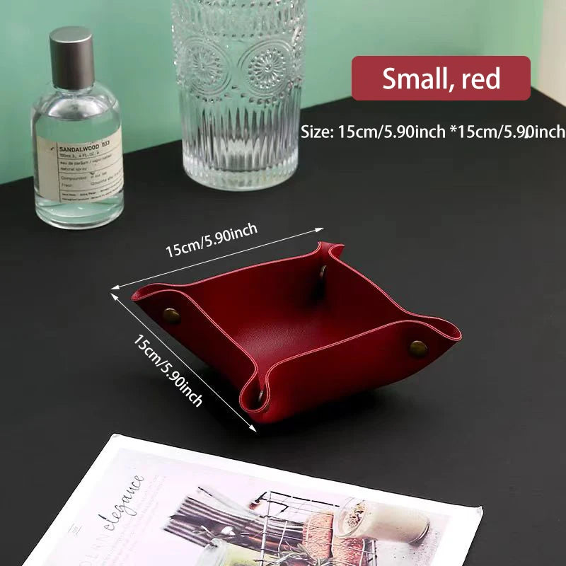 Leather-Look Foldable Tray & Key Storage Set