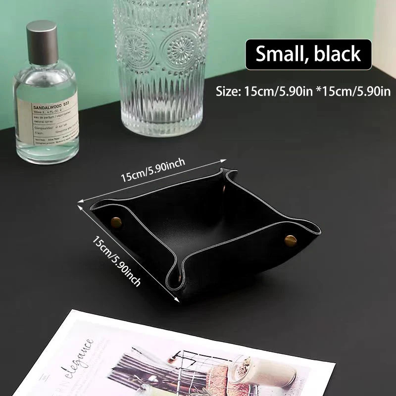 Leather-Look Foldable Tray & Key Storage Set