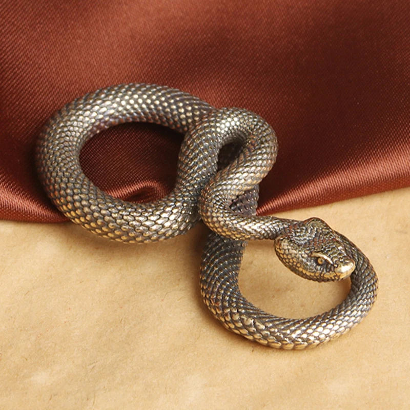 Vintage Brass Snake Figurine Desk Ornament
