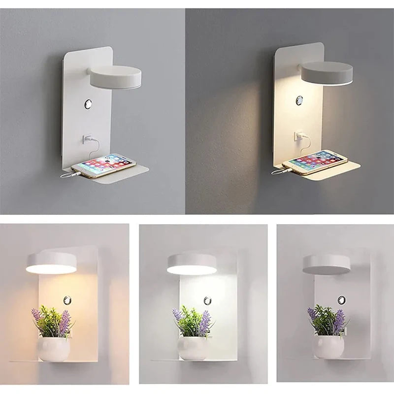 LED Wall Lamp with USB Charging Port
