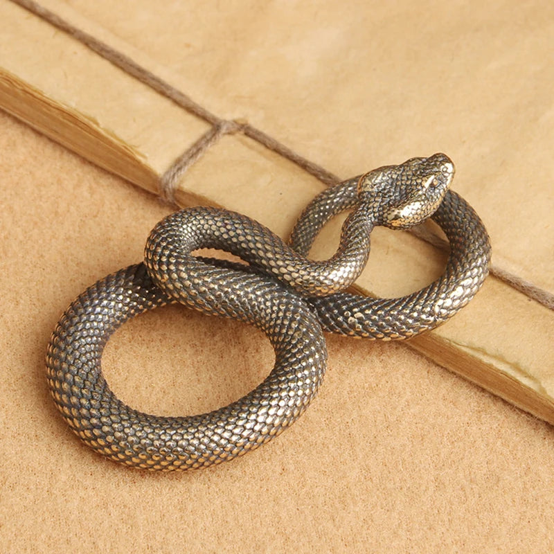 Vintage Brass Snake Figurine Desk Ornament