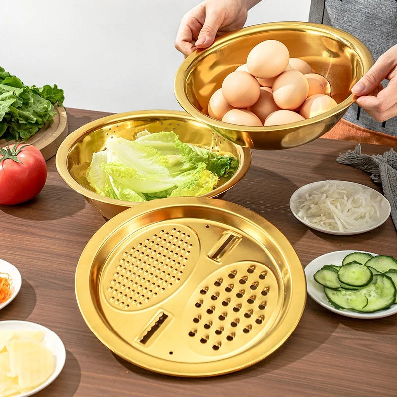 3-in-1 Stainless Steel Kitchen Mixing & Grinding Set