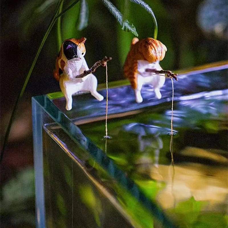Resin Fishing Ornament for Aquariums & Desktops