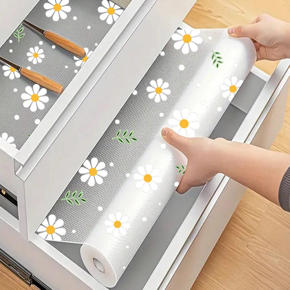 Daisy Print Waterproof Drawer Liner Mat
