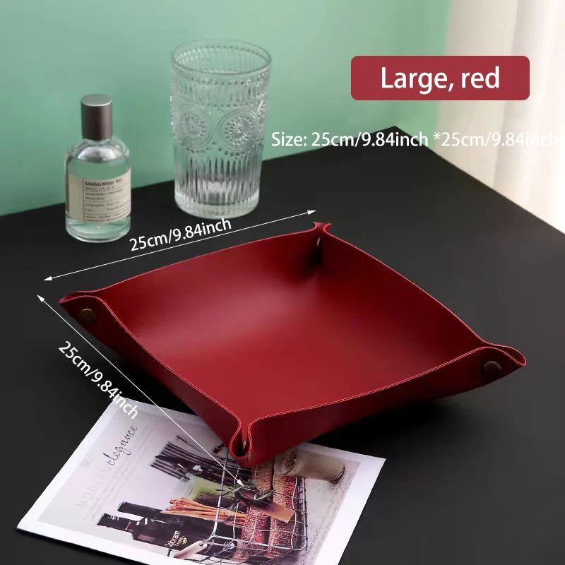 Leather-Look Foldable Tray & Key Storage Set