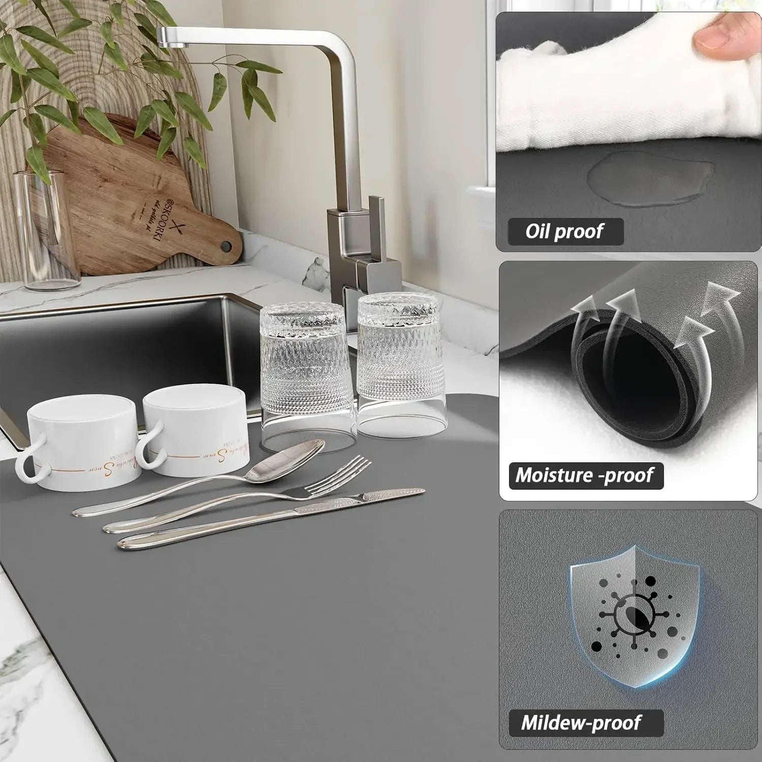 Absorbent Diatomite Kitchen Drain Mat