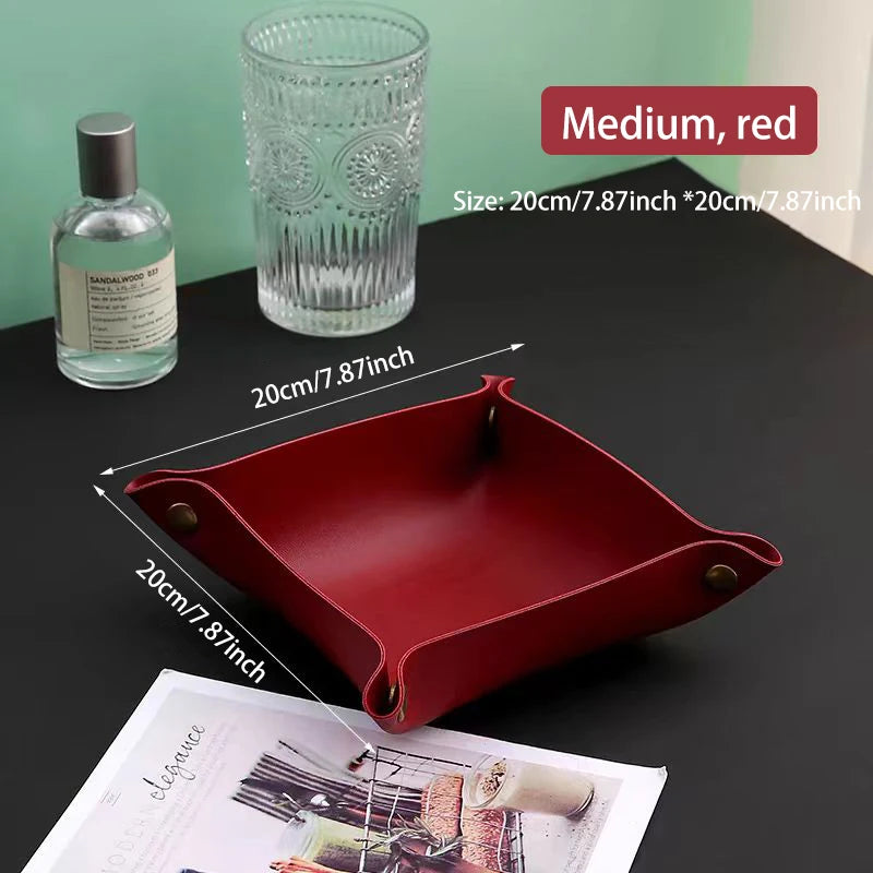 Leather-Look Foldable Tray & Key Storage Set