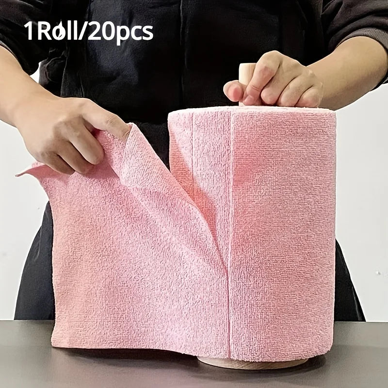 Reusable Microfiber Cleaning Roll (20 Cloths)