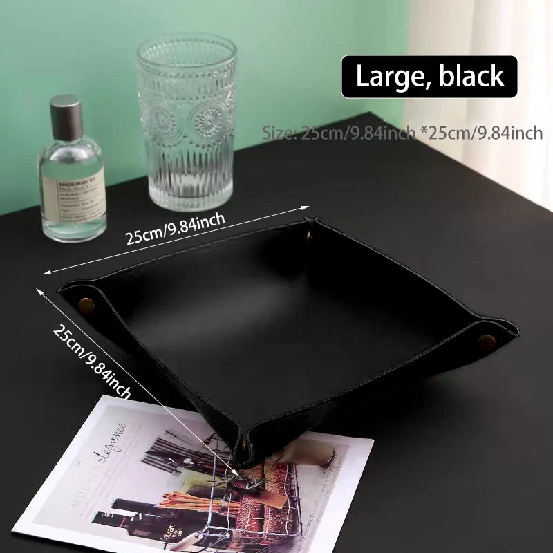 Leather-Look Foldable Tray & Key Storage Set