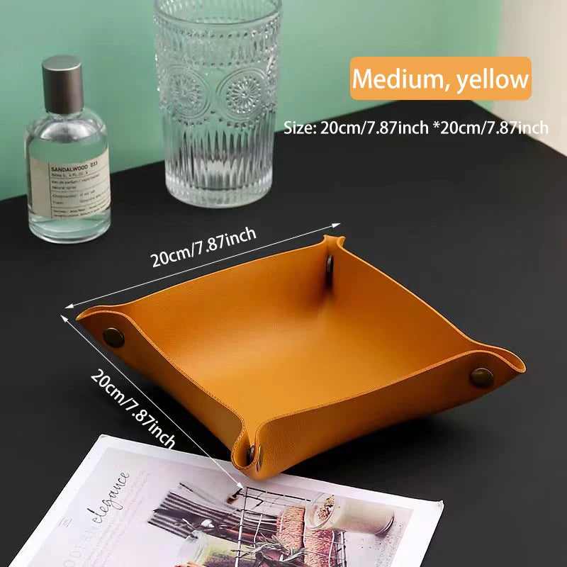 Leather-Look Foldable Tray & Key Storage Set