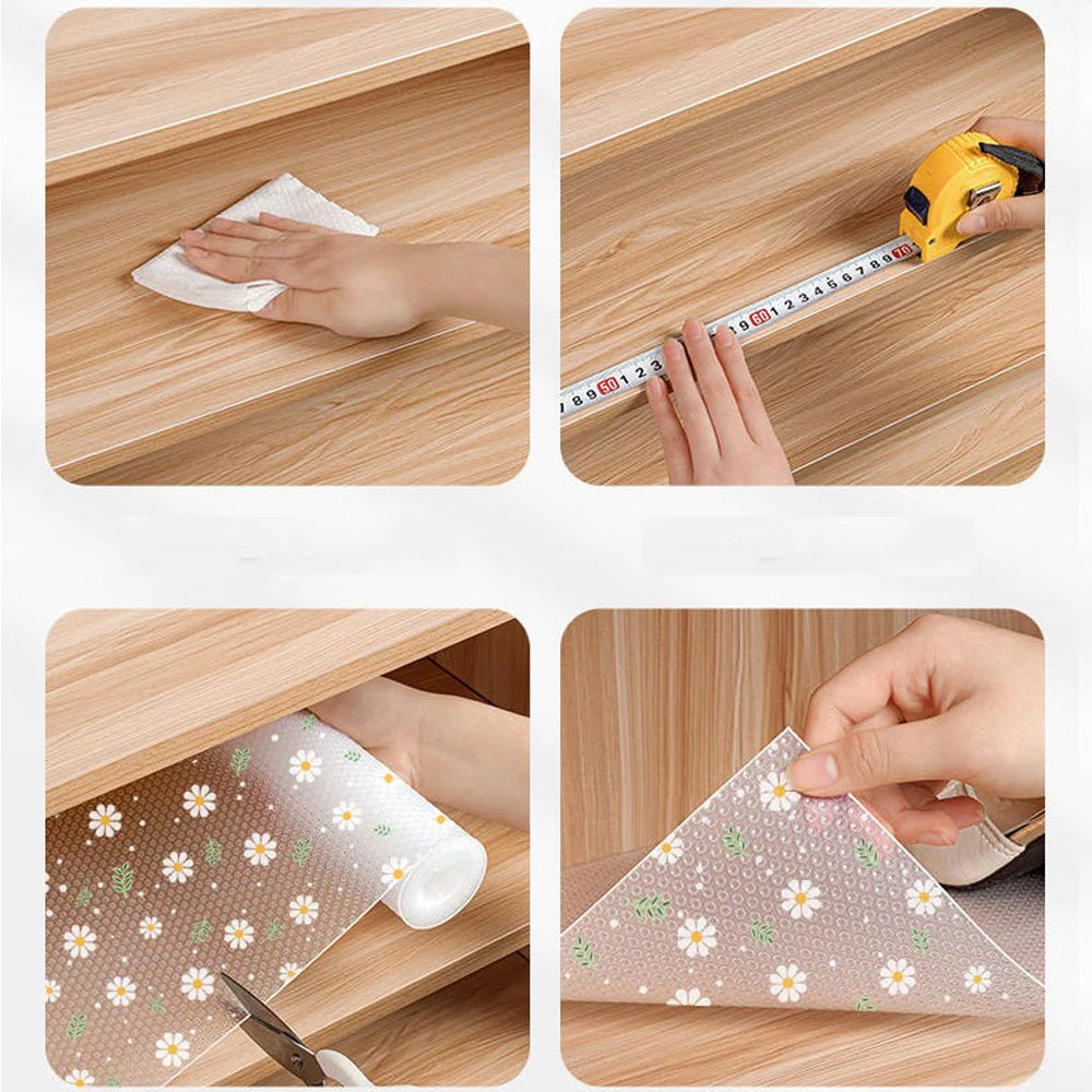Daisy Print Waterproof Drawer Liner Mat