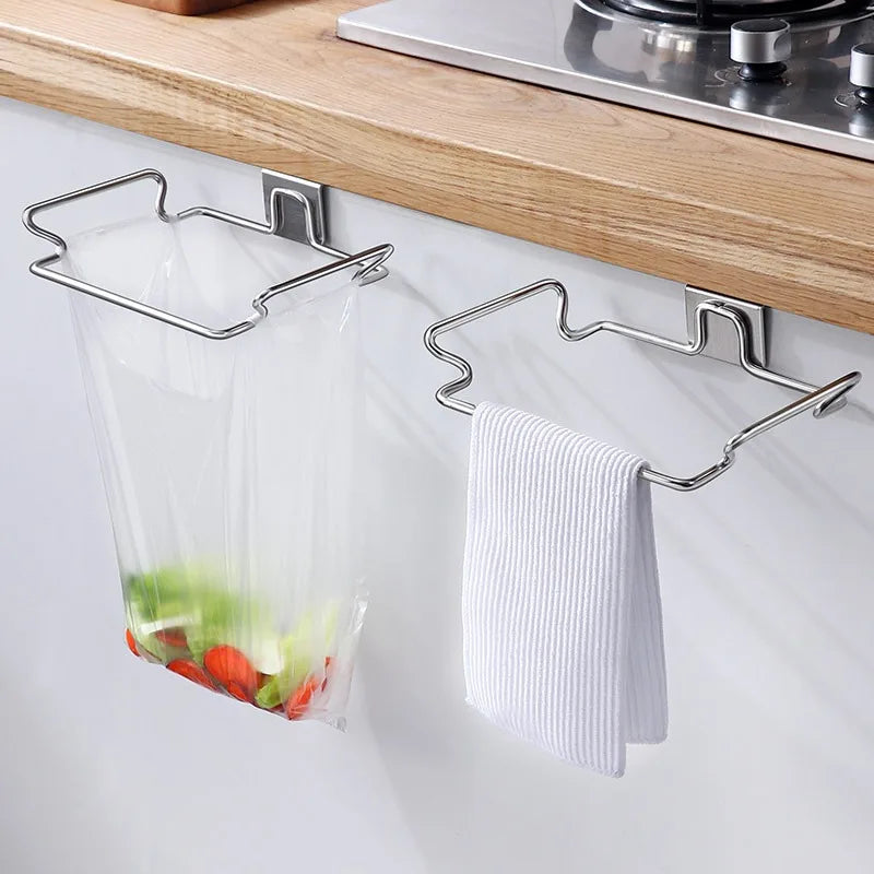 Wall-Mounted Stainless Steel Trash Bag Holder