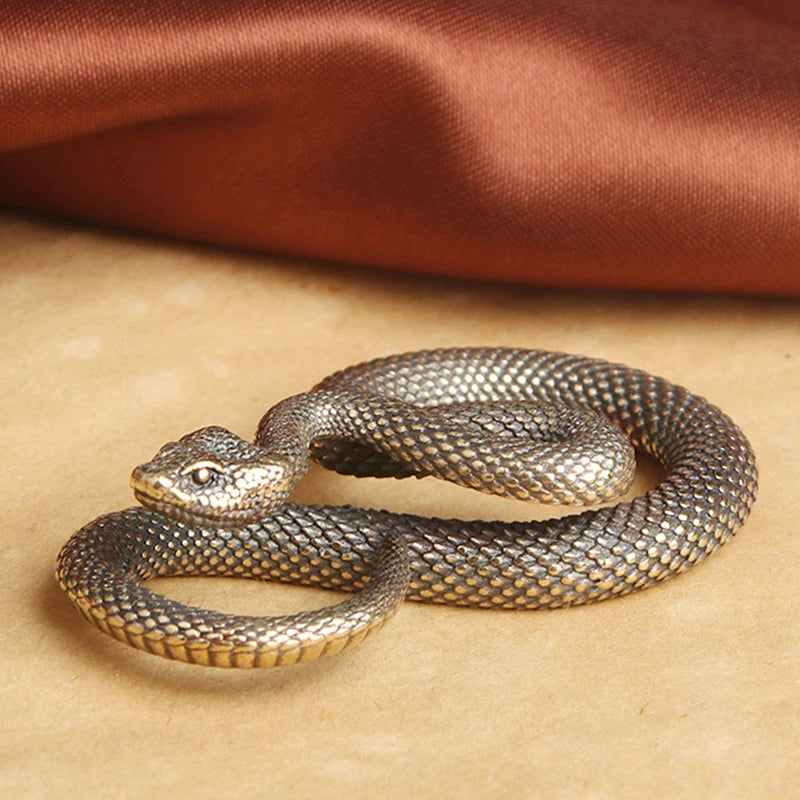 Vintage Brass Snake Figurine Desk Ornament