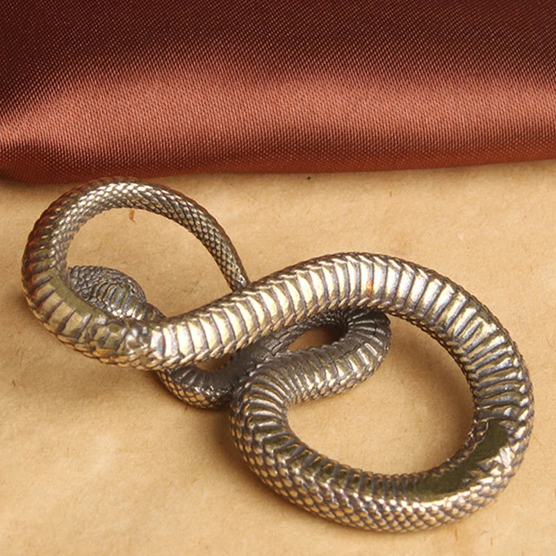 Vintage Brass Snake Figurine Desk Ornament