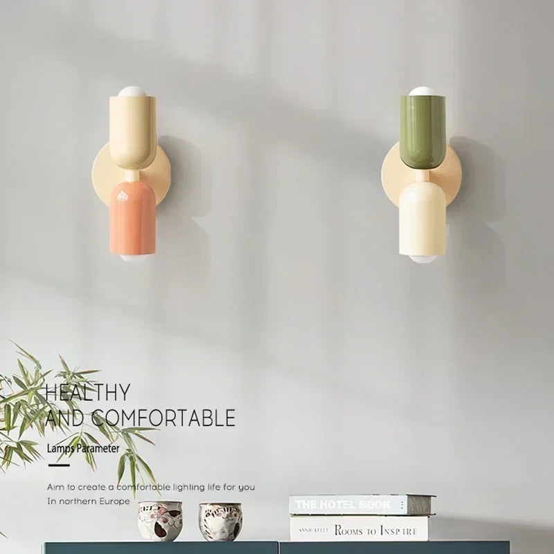 Colourful Nordic Wall Lamp (E27, Double Head)