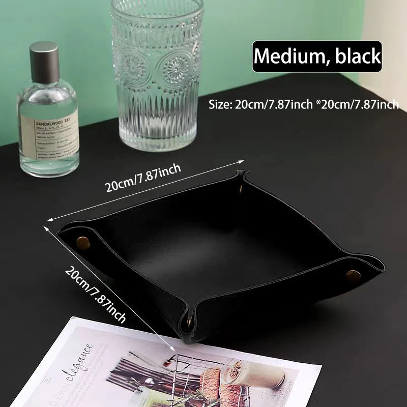 Leather-Look Foldable Tray & Key Storage Set
