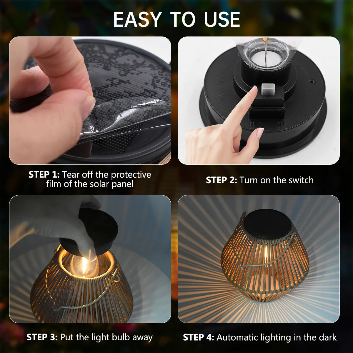 Boho Rattan Solar Hanging Lantern (IP65)