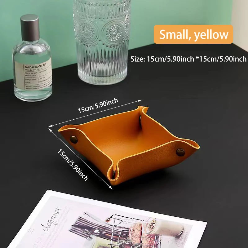 Leather-Look Foldable Tray & Key Storage Set