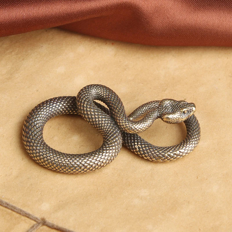 Vintage Brass Snake Figurine Desk Ornament