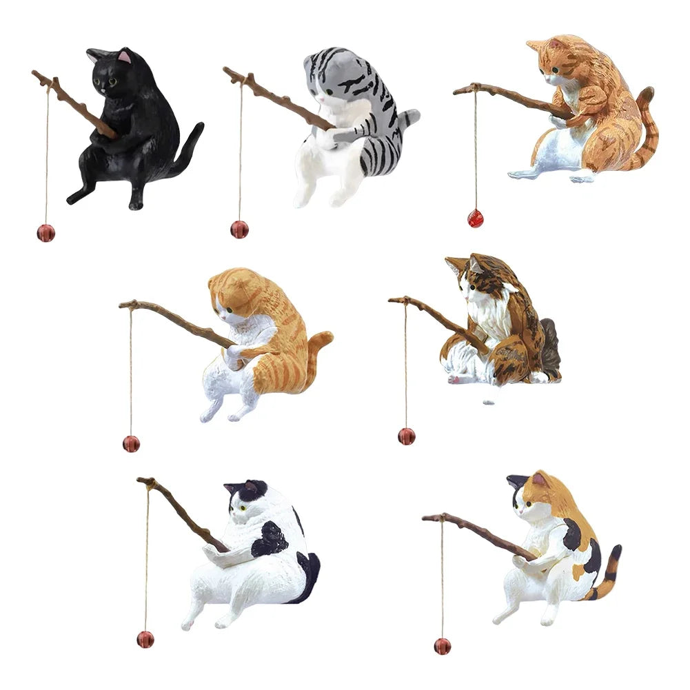 Fishing Cat Aquarium & Desktop Ornament (PVC, 1–5 Pcs)