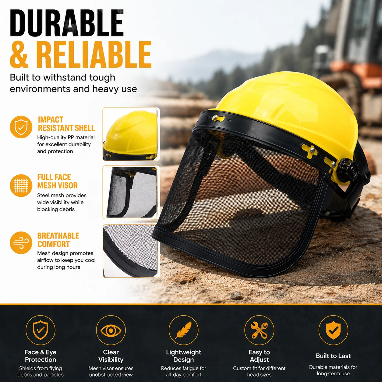 Garden Safety Helmet with Flip-Up Mesh Visor