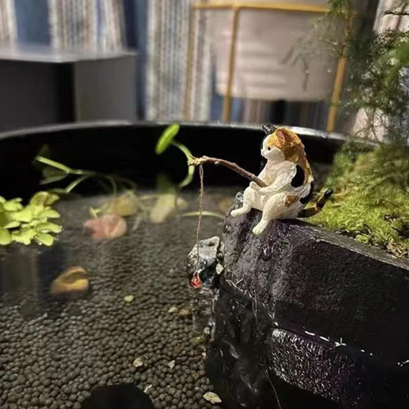 Resin Fishing Ornament for Aquariums & Desktops