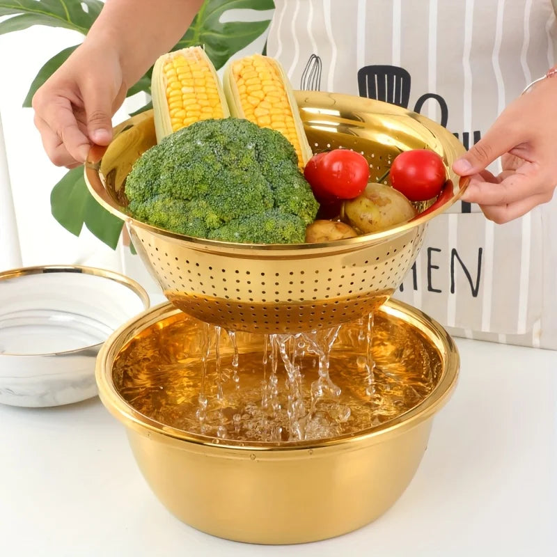 3-in-1 Stainless Steel Kitchen Mixing & Grinding Set